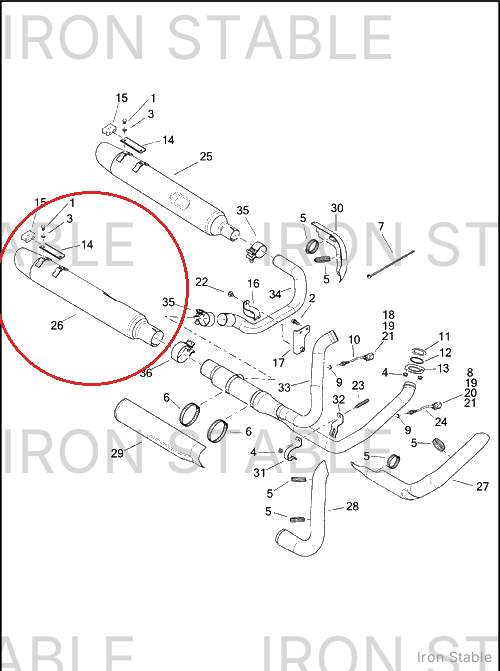 Harley-Davidson Muffler, Rh, Blk