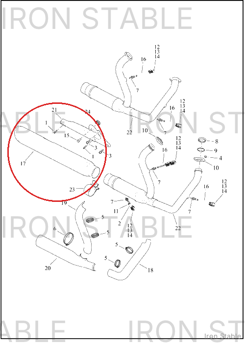 Harley-Davidson Muffler, 2-1, Dom, Chrome