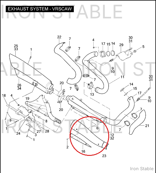Harley-Davidson Exhaust Shield, Upr/Aux Volume/Chrome
