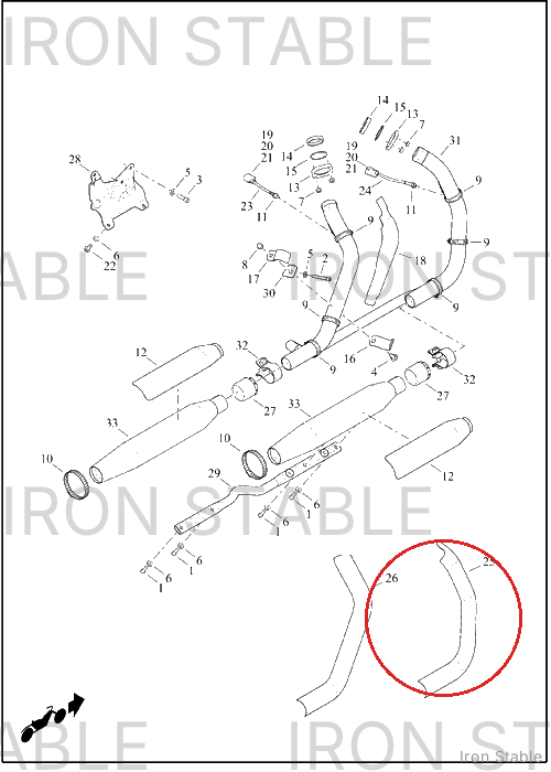 Harley-Davidson Shield, Exhaust, X