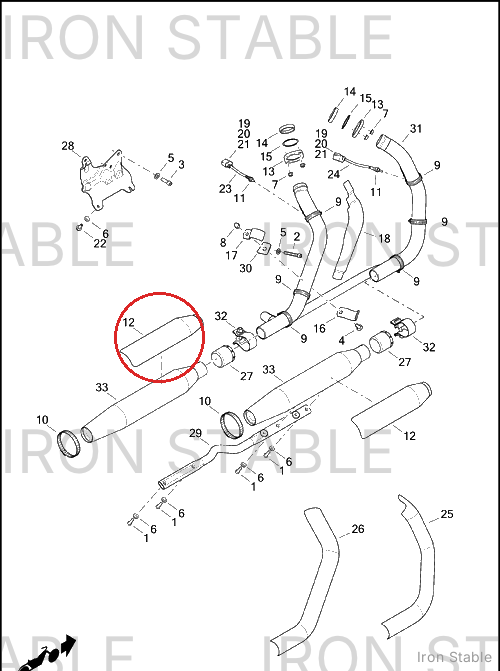 Harley-Davidson Shield, Exhaust, X