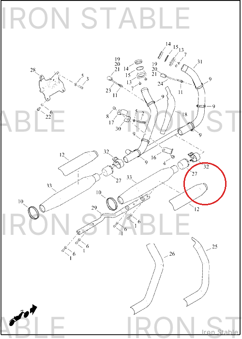 Harley-Davidson Shield, Exhaust, Slot, Blk