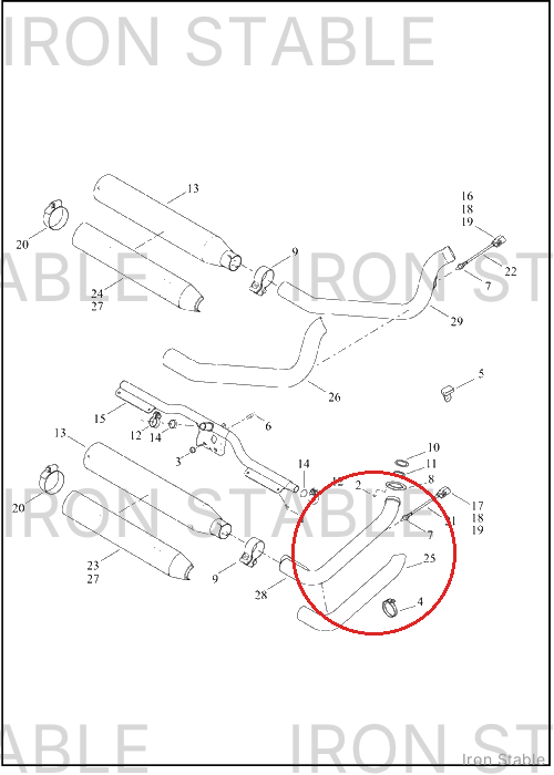 Harley-Davidson Shield, Exhaust, Front Upper