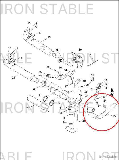 Harley-Davidson Shield, Exhaust, Front Pipe, Black