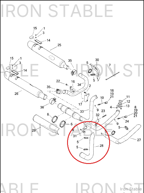 Harley-Davidson Shield, Exhaust, Rear Pipe, Black