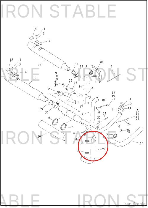 Harley-Davidson Shield, Exhaust, Rear Pipe, Black