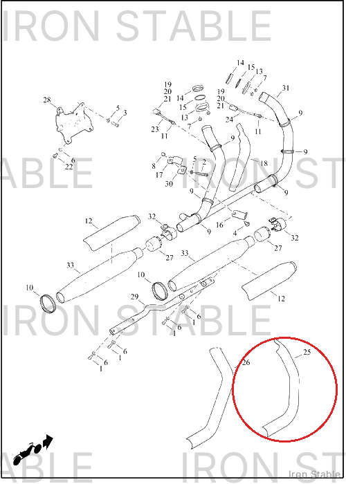 Harley-Davidson Shield, Exhaust, Fr, Blk
