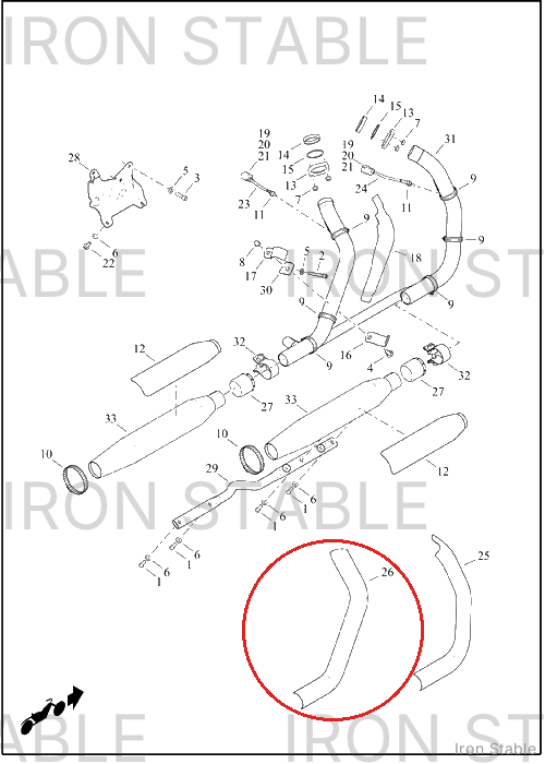Harley-Davidson Shield, Exhaust, Rr, Blk