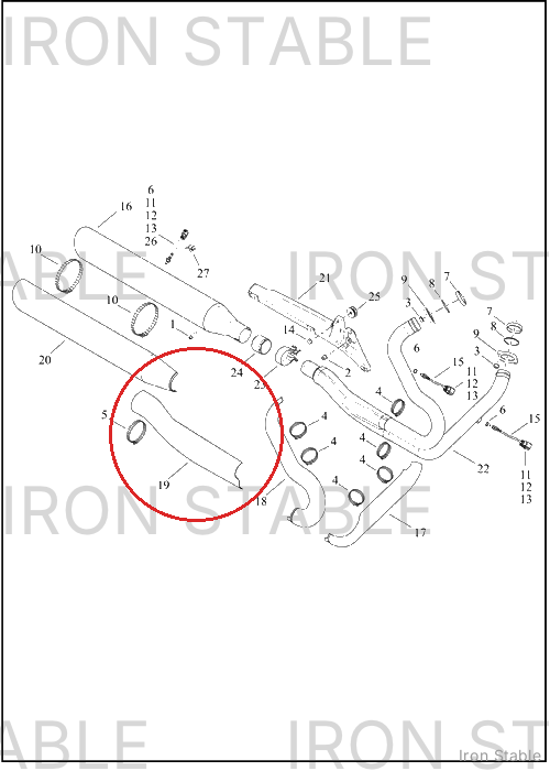 Harley-Davidson Shield, Exhaust, Mid, Chrome