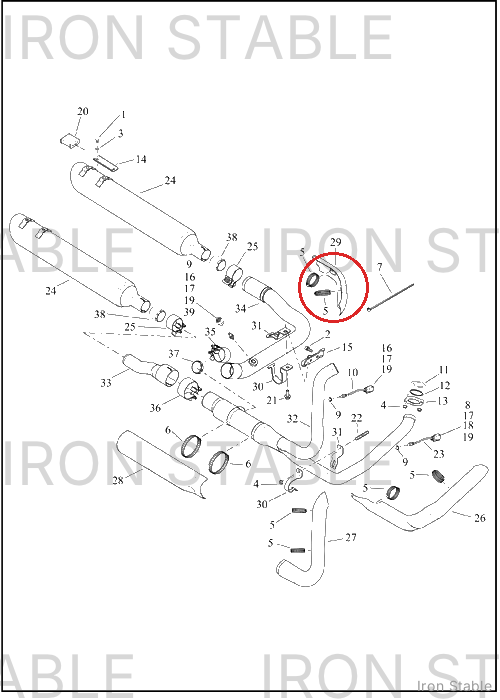 Harley-Davidson Shield, Exhaust, Crossover, Chrome