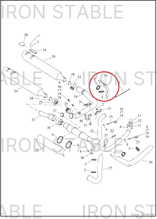 Harley-Davidson Shield, Exhaust, Crossover, Black