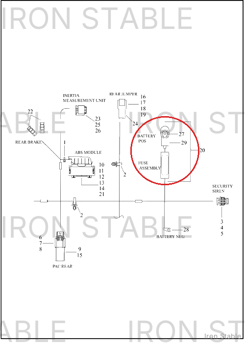 Harley-Davidson Cable, Pos Bat, Inline Fuse, 60a