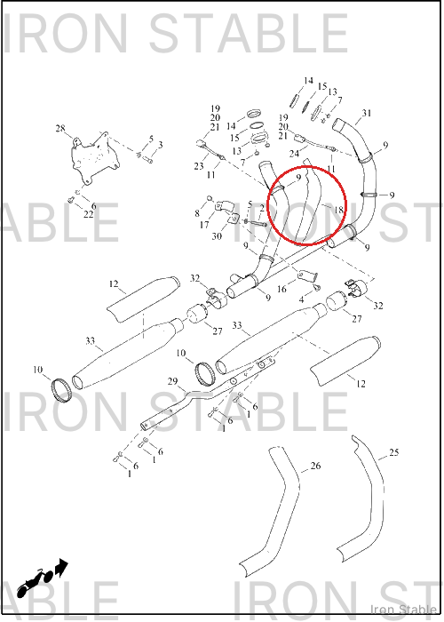Harley-Davidson Shield, Exhaust, X