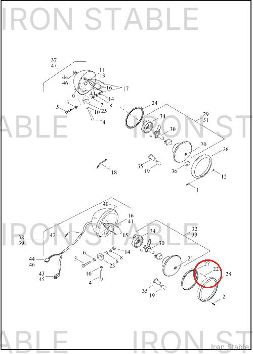 Harley-Davidson Black Headlamp Trim Ring