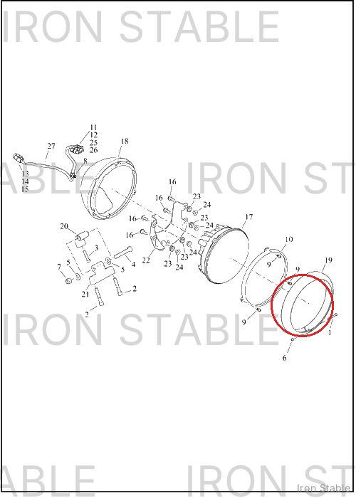 Harley-Davidson Hdlt Sub-Component, 7in Bucket Beze