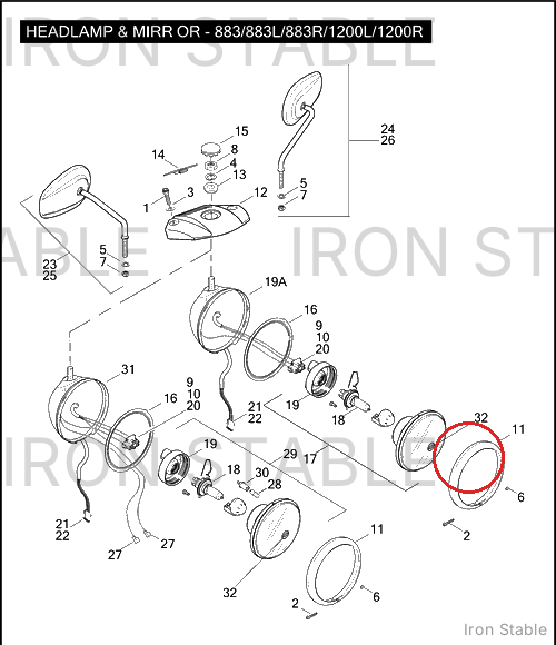 Harley-Davidson Bezel, Hdlamp, Chrome