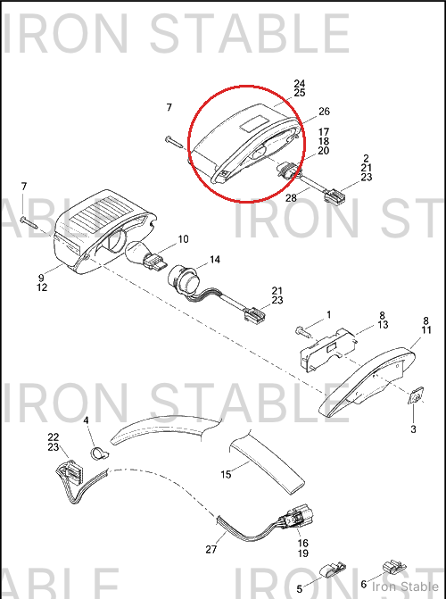 Harley-Davidson Taillight, Envelope, Smkd, W/ Pla