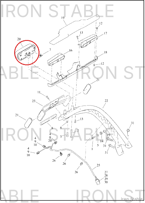 Harley-Davidson Taillight, Mdl, Red