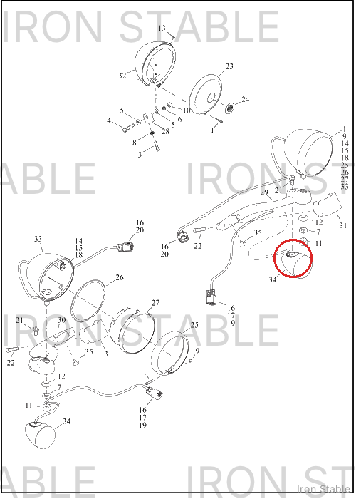 Harley-Davidson Turnsignal, Assembly, Front, Gblk, Hdi