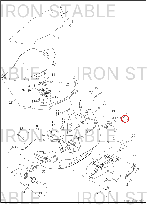Harley-Davidson Turnsignal, Assembly, Fr, Gblk, Hdi