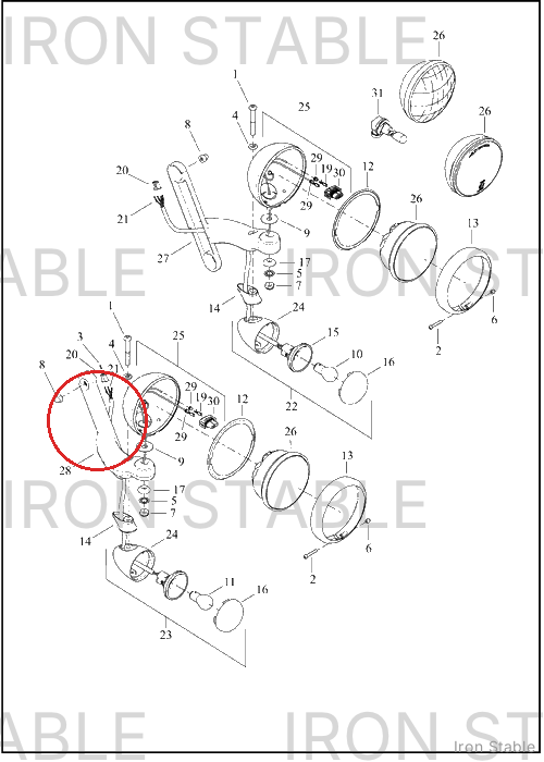 Harley-Davidson Light, Fog, Bracket, Rh, Chrome