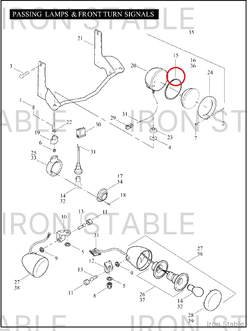 Harley-Davidson Ring, Nest, Passenger/Fog/Pursuit Lam