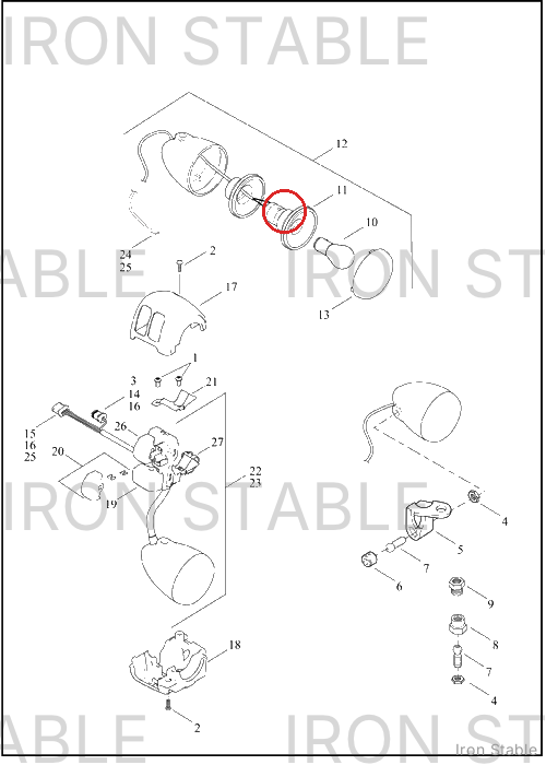 Harley-Davidson Socket Assembly, Dom/Front