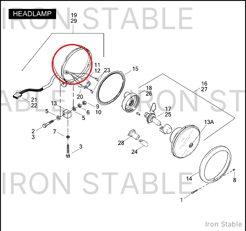 Harley-Davidson Headlamp Shell Assembly, Chrome Do