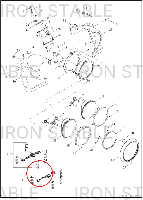 Harley-Davidson Wire Harness, Dual Halogen Hdla