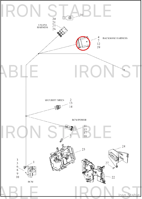 Harley-Davidson Housing, 20-Way Pin, Black