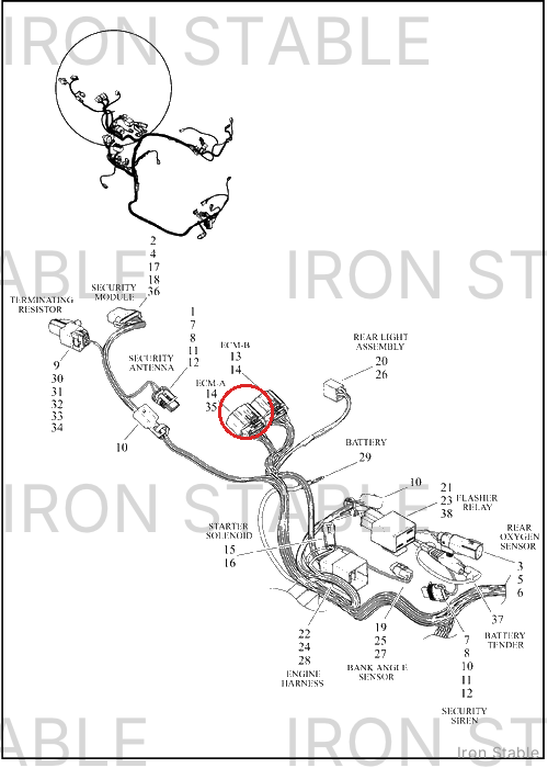 Harley-Davidson Connector, 18-Way Socket, Key A, 