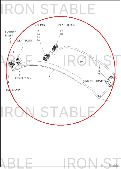 Harley-Davidson Harness, Wire, Rear, Lighting