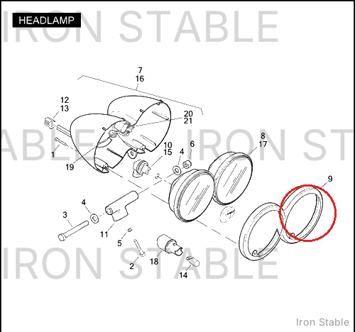 Harley-Davidson Bezel, Dual Hdlamp, Chrome