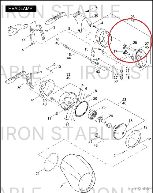 Harley-Davidson Headlamp Assembly, Rht