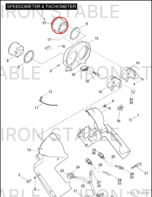 Harley-Davidson Speedo, 4/Kph, Calib/Diam Cut