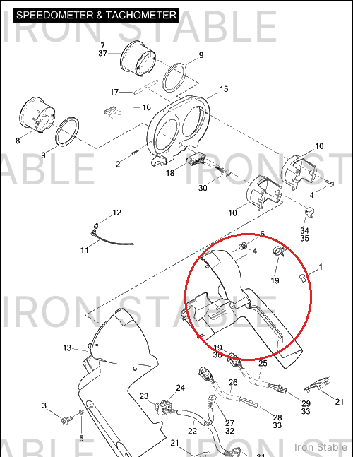 Harley-Davidson Housing, Lh, Speedo/Tach