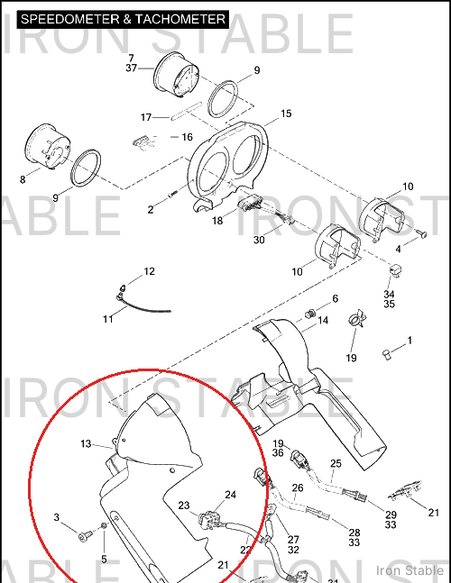 Harley-Davidson Housing, Rh, Speedo/Tach
