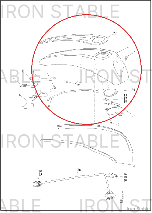 Harley-Davidson Console, F'tank, Strfr Blk