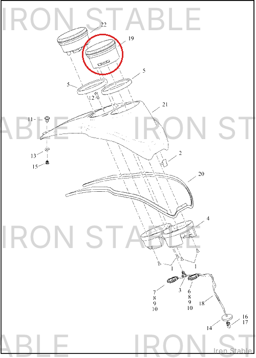 Harley-Davidson Instr, Cluster/Speedo, 4inch, Mph