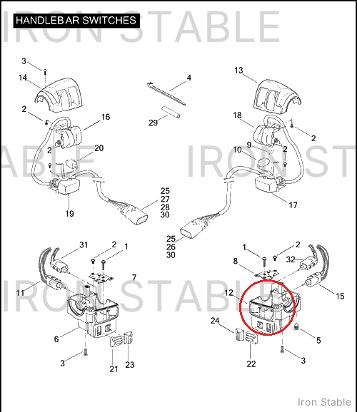 Harley-Davidson Housing, Switch, Rh, Lower/Chrome
