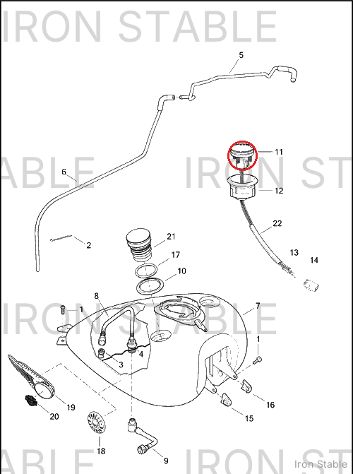 Harley-Davidson Fuel Gauge, Led, Red/Flush Mnt, B