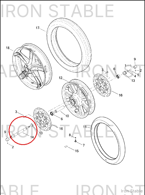 Harley-Davidson Axle, Front, W/Cross Holes