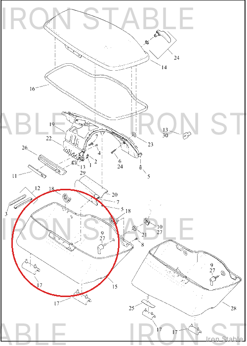 Harley-Davidson Blank-Bottom, Rh, Saddlebag