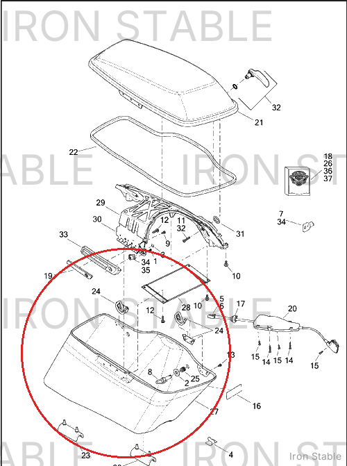 Harley-Davidson Bottom, Drilled, Lh-Saddlebag, Pntd