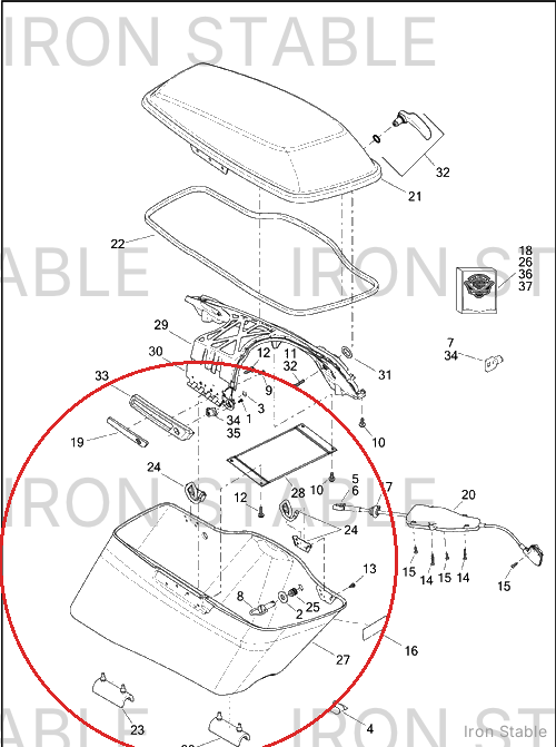 Harley-Davidson Bottom, Drilled, Rh-Saddlebag, Pntd