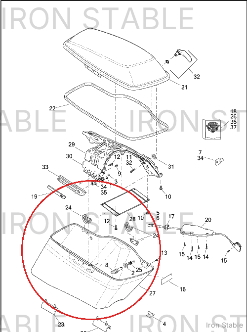 Harley-Davidson Bottom, Drilled, Rh-Saddlebag, Pntd