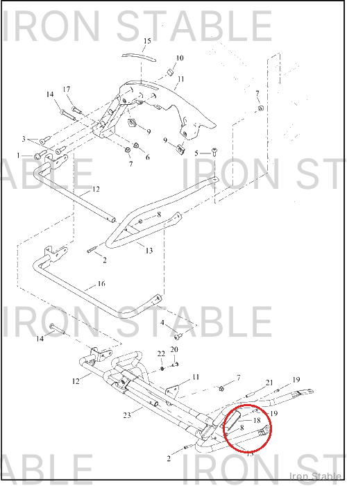 Harley-Davidson Rail Mount, Rear Guard, Rh-Inner
