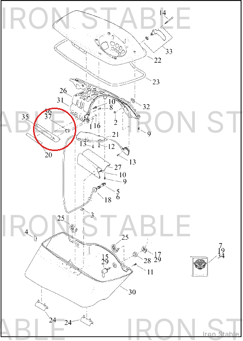 Harley-Davidson Faceplate, S/B Rh, Blk Ert