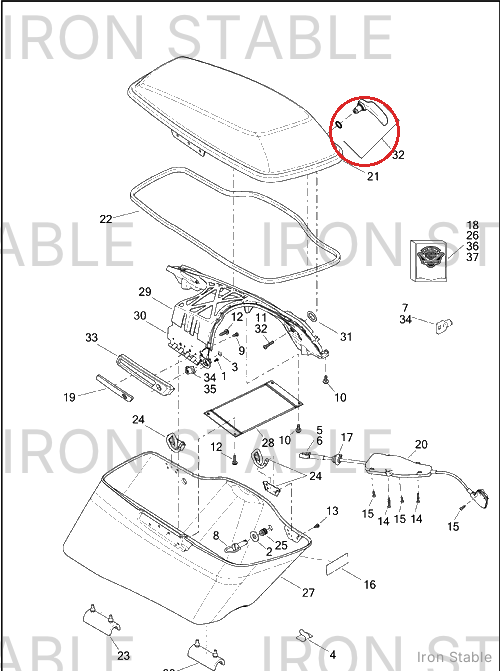 Harley-Davidson Cover, Rh-Saddlebag, Pntd, W/Seal