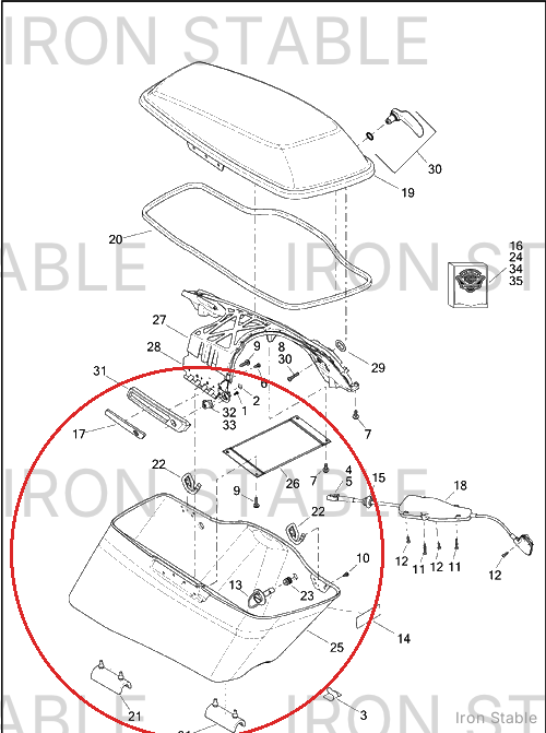 Harley-Davidson Bottom, Lh-Saddlebag, Solid